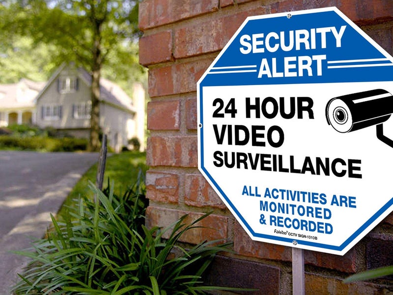 Faittoo (4 Pack)"Security Alert - 24 Hour Video Surveillance, All Activities Monitored" Signs,10 x 10 .040 Aluminum Reflective Warning Sign for Home Business CCTV Security Camera, Indoor or Outdoor Use,Blue - Image 5